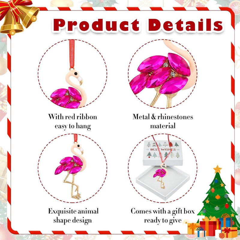 GROWTHMAGIC Store Pink Flamingo Christmas Ornaments - Metal Ornaments for Christmas Tree Decorations - Gifts for Women, Mom, Girls - Image 4